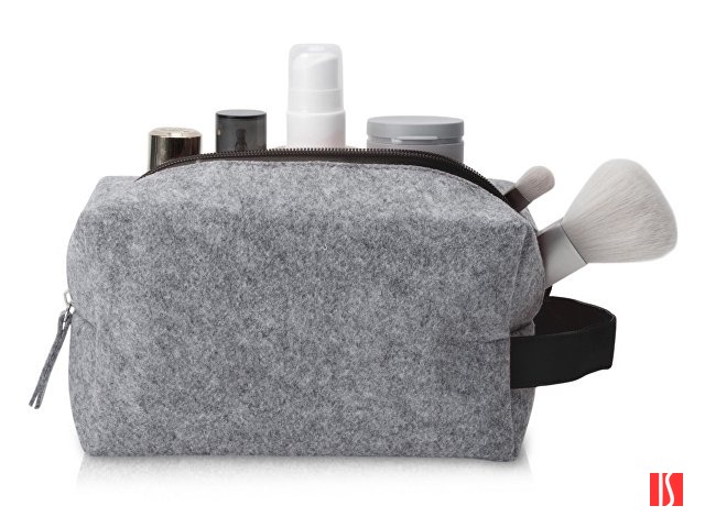 Косметичка из РПЕТ фетра с ручкой "Felt", серый с черным