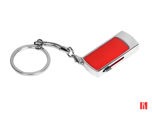 Флешка прямоугольной формы, выдвижной механизм с мини чипом, 16 Гб, красный/серебристый
