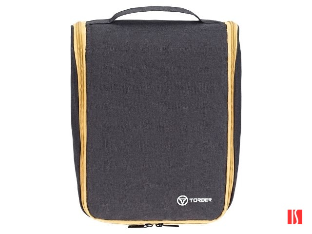 Несессер TORBER, дорожный, чёрный/бежевый, полиэстер 300D, 27 х 22 х 11 см