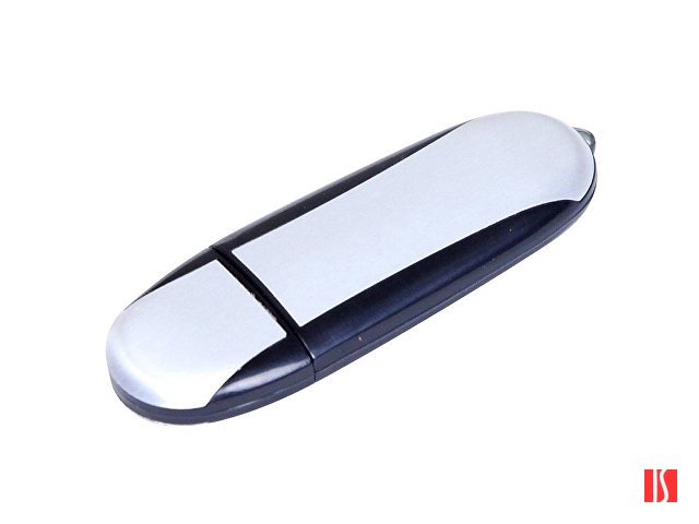 Флешка промо овальной формы, 4 Гб, серебристый/черный