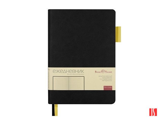 Ежедневник недатированный А5 "Boston", черный (желтый обрез)