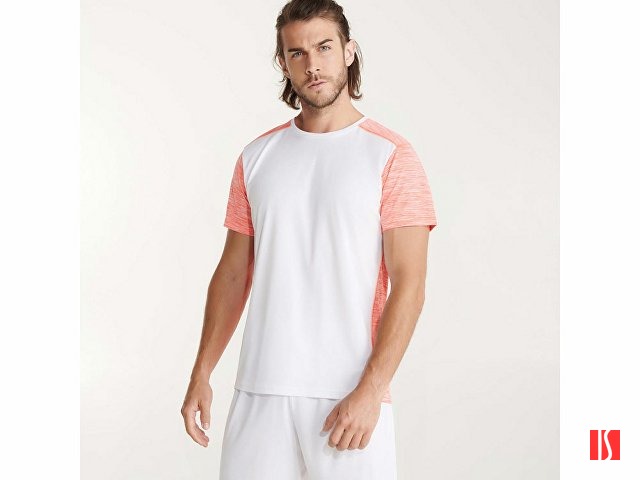 Спортивная футболка "Zolder" детская, белый/меланжевый неоновый коралловый