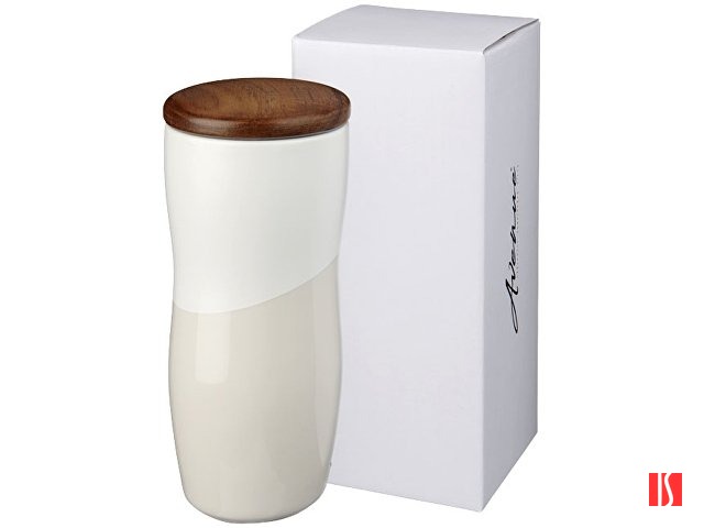 Двустенная керамическая термокружка Reno объемом 370 мл, белый