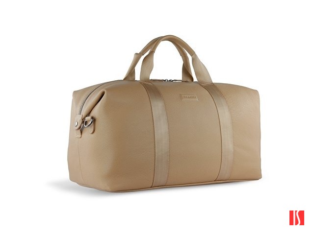 Сумка дорожная BUGATTI Elsa, песочного цвета, воловья кожа/полиэстер, 47х22х24 см