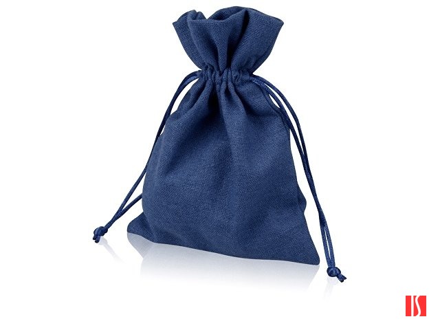 Мешочек подарочный, лен, средний, темно-синий