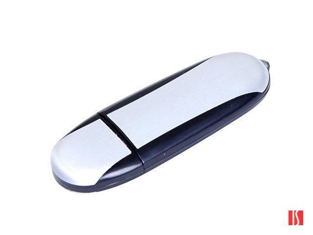 Флешка промо овальной формы, 64 Гб, серебристый/черный