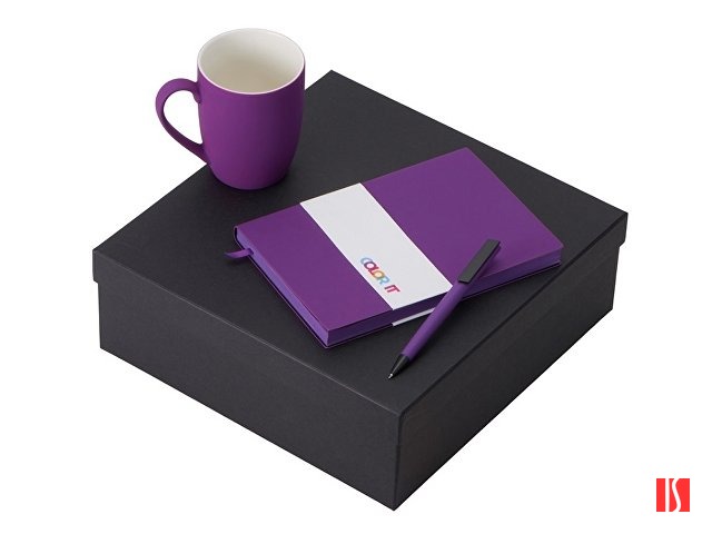 Подарочный набор с блокнотом С1, пластиковой ручкой и кружкой, фиолетовый