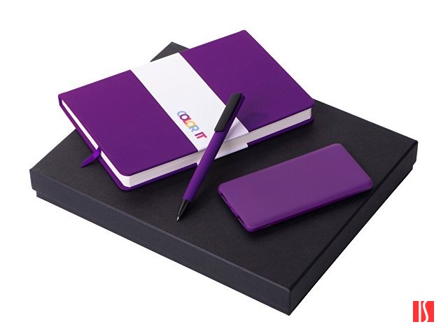 Купить Подарочный набор c блокнотом С1, ручкой и повербанком 5000 mAh, фиолетовый Подарочный набор c блокнотом С1, ручкой и повербанком 5000 mAh, фиолетовый