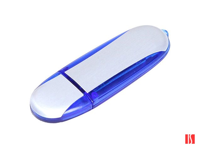 Флешка промо овальной формы, 4 Гб, серебристый/синий