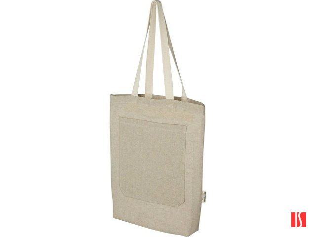 Эко-сумка Pheebs объемом 9 л из переработанного хлопка плотностью 150 г/м² с передним карманом, heather natural
