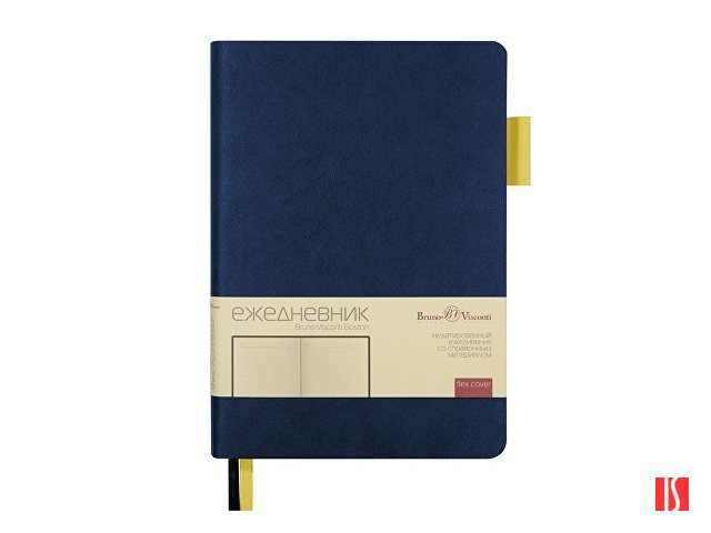 Ежедневник недатированный А5 "Boston", темно-синий (желтый обрез)