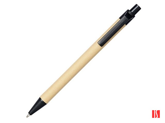 Шариковая ручка Berk из переработанного картона и кукурузного пластика, натуральный/черный