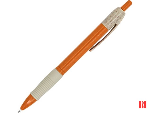 Ручка шариковая HANA из пшеничного волокна, бежевый/апельсин