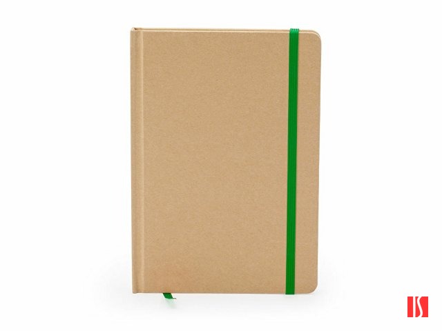 Блокнот А5 ESTELA с контрастной резинкой, бежевый/папоротник