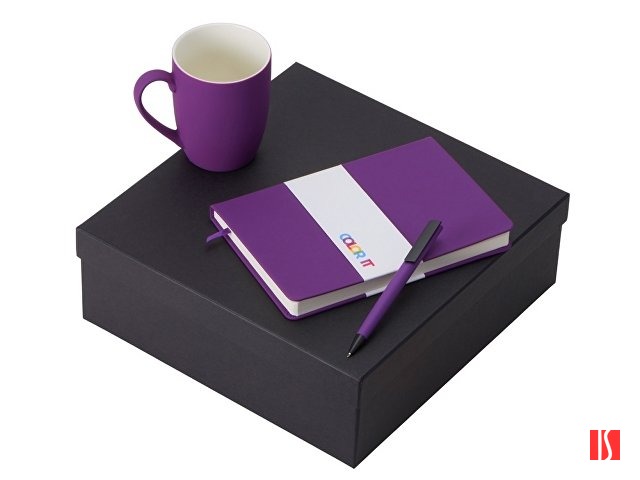 Подарочный набор с блокнотом С2, пластиковой ручкой и кружкой, фиолетовый