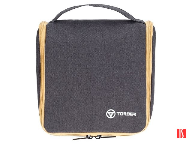 Несессер TORBER, дорожный, чёрный/бежевый, полиэстер 300D, 20 х 18 х 8 см