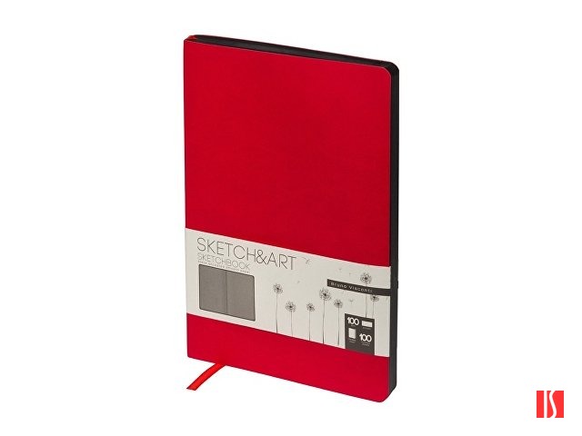 Скетчбук "Sketch & Art" в мягком переплете 140х210 мм, 100 л. черной бумаги 100 гр., красный