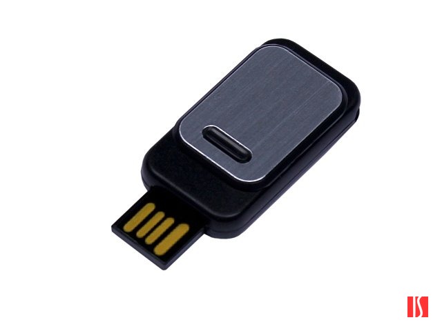 USB-флешка промо на 32 Гб прямоугольной формы, выдвижной механизм, черный