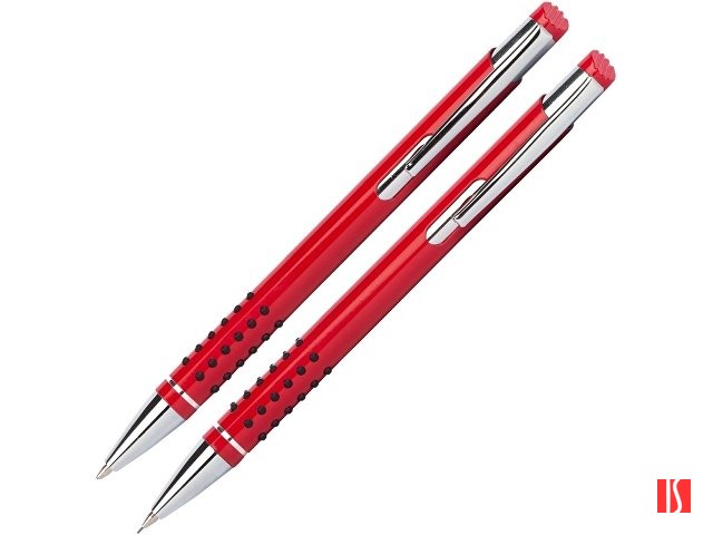 Набор «Онтарио: ручка шариковая, карандаш механический, красный/серебристый