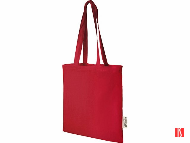 Эко-сумка Madras объемом 7 л из переработанного хлопка плотностью 140 г/м2, красный