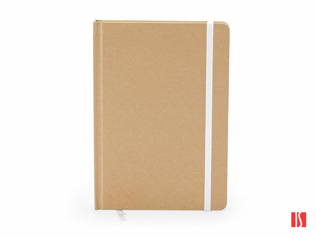 Блокнот А5 ESTELA с контрастной резинкой, бежевый/белый