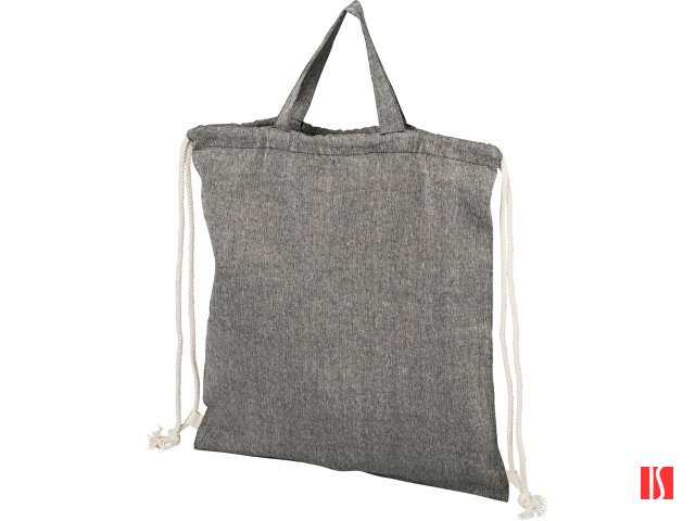 Рюкзак со шнурком Pheebs из 150 г/м2 переработанного хлопка, черный меланж