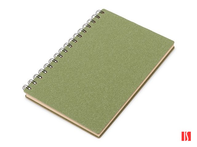 Блокнот на спирали в картонной обложке с переработанной бумагой "Mania", зеленый