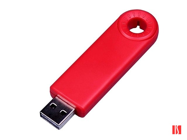 USB-флешка промо на 16 Гб прямоугольной формы, выдвижной механизм, красный