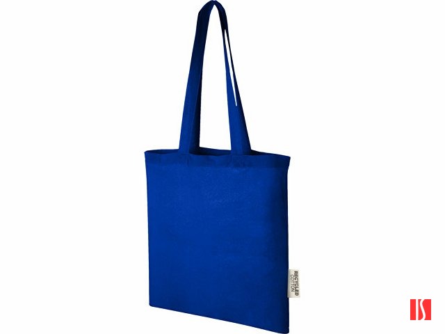 Эко-сумка Madras объемом 7 л из переработанного хлопка плотностью 140 г/м2, ярко-синий