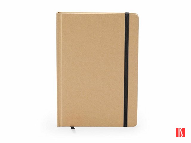 Блокнот А5 ESTELA с контрастной резинкой, бежевый/черный