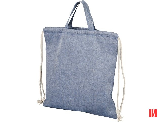 Рюкзак со шнурком Pheebs из 150 г/м2 переработанного хлопка, синий меланж