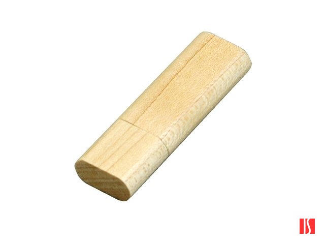 Флешка эргономичной прямоугольной формы, с округленными краями, дерево, 64 Гб, натуральный