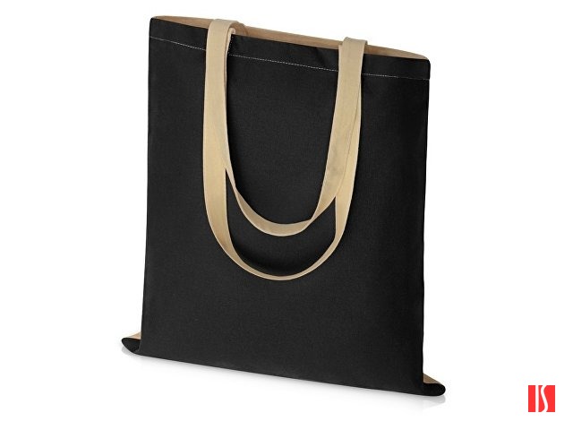 Сумка для шопинга Twin двухцветная из хлопка, 180 г/м2, черный/натуальный