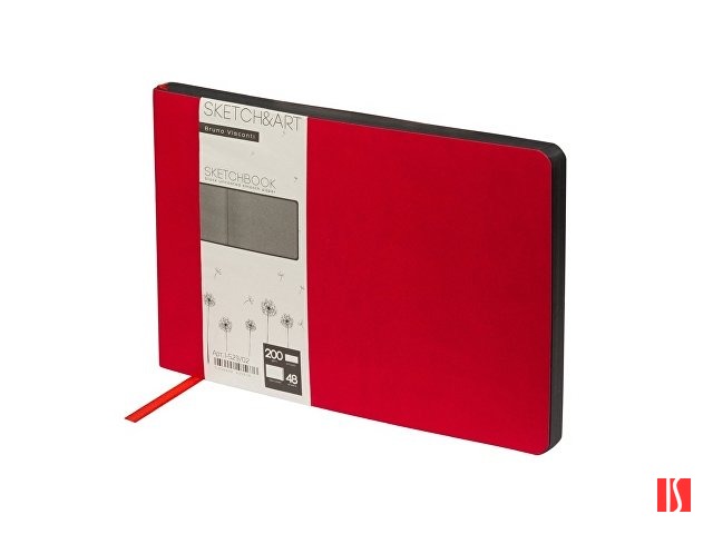 Скетчбук "Sketch & Art" в мягком переплете 210х140 мм, 48 л. черной бумаги 200 гр., красный