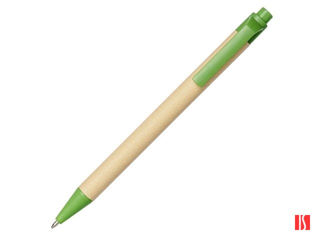 Шариковая ручка Berk из переработанного картона и кукурузного пластика, натуральный/зеленый