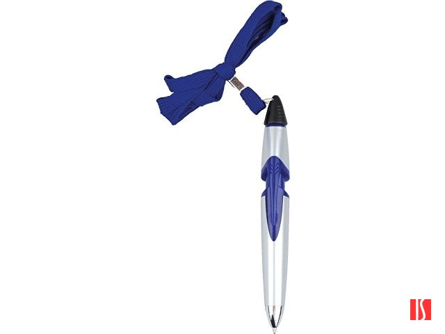 Ручка шариковая на шнуре серебристая/синяя