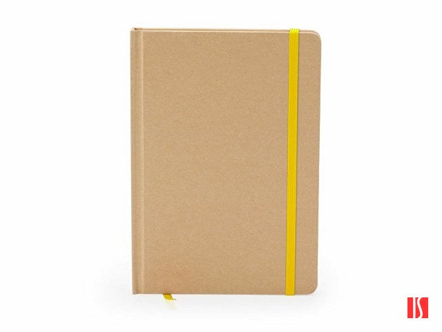 Блокнот А5 ESTELA с контрастной резинкой, бежевый/желтый