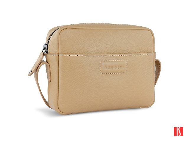 Сумка кросс-боди женская BUGATTI Elsa, песочного цвета, воловья кожа/полиэстер, 19х5,5х14 см