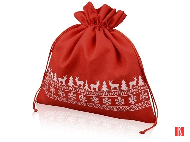 Мешочек подарочный новогодний, хлопок, большой, красный