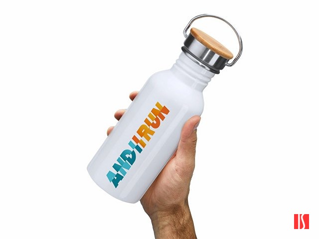 Бутылка BOINA из нержавеющей стали 304 и бамбука, белый