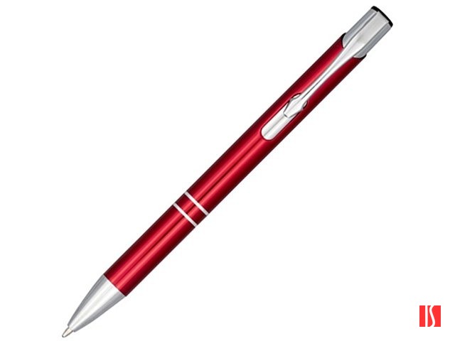 Кнопочная шариковая ручка Moneta из анодированного алюминия, синие чернила, красный