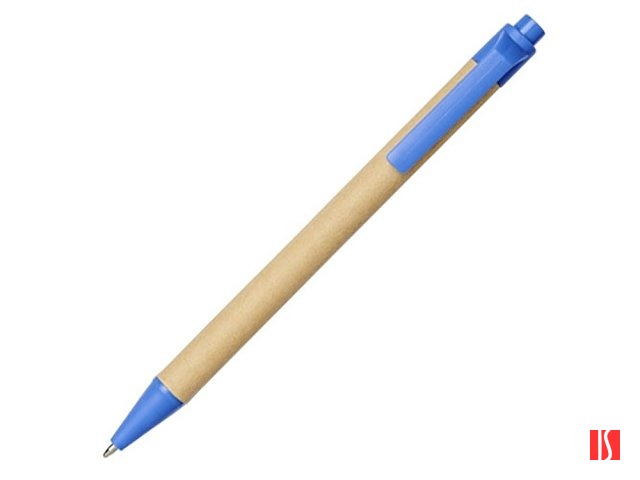 Шариковая ручка Berk из переработанного картона и кукурузного пластика, натуральный/синий