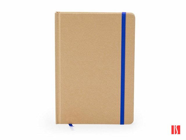 Блокнот А5 ESTELA с контрастной резинкой, бежевый/королевский синий