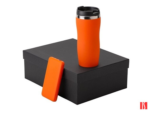 Купить Подарочный набор c вакуумной термокружкой и повербанком С2, оранжевый Подарочный набор c вакуумной термокружкой и повербанком С2, оранжевый