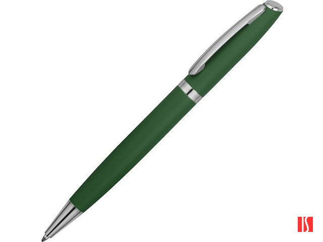 Ручка металлическая шариковая «Flow» soft-touch, зеленый/серебристый