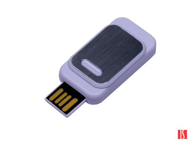 USB-флешка промо на 64 ГБ прямоугольной формы, выдвижной механизм, белый