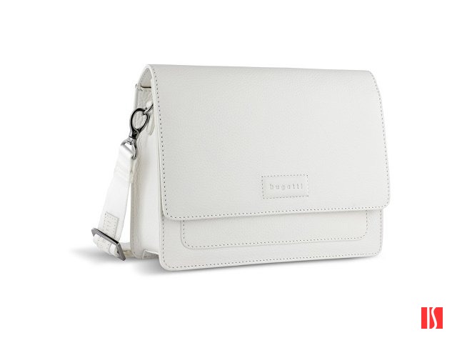 Сумка через плечо женская BUGATTI Elsa, белая, воловья кожа/полиэстер, 25х8,5х20 см