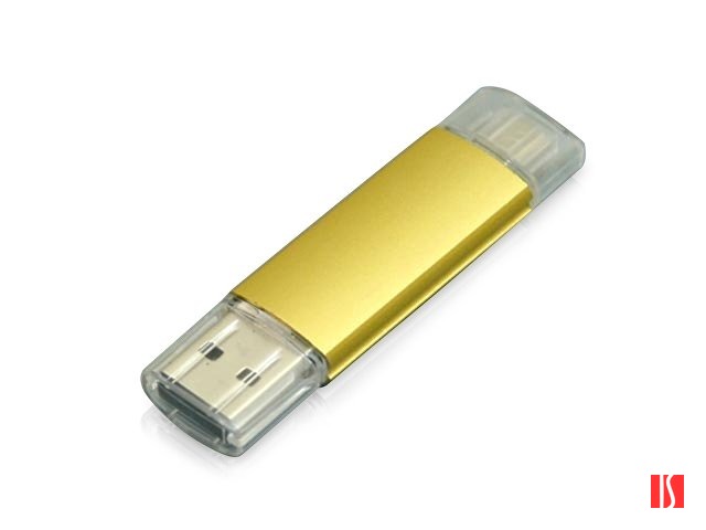 USB-флешка на 64 ГБ.c дополнительным разъемом Micro USB, золотой