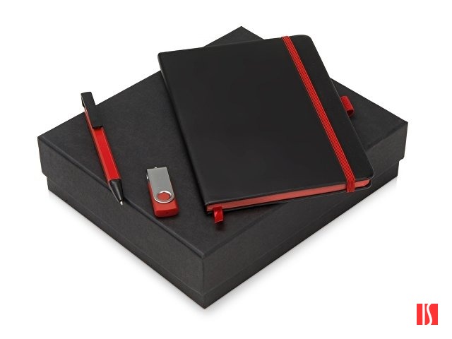 Подарочный набор Q-edge с флешкой, ручкой-подставкой и блокнотом А5, красный