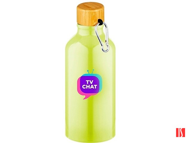 Купить Бутылка "Hip S Bamboo" с карабином 400мл, неоновый желтый Бутылка "Hip S Bamboo" с карабином 400мл, неоновый желтый